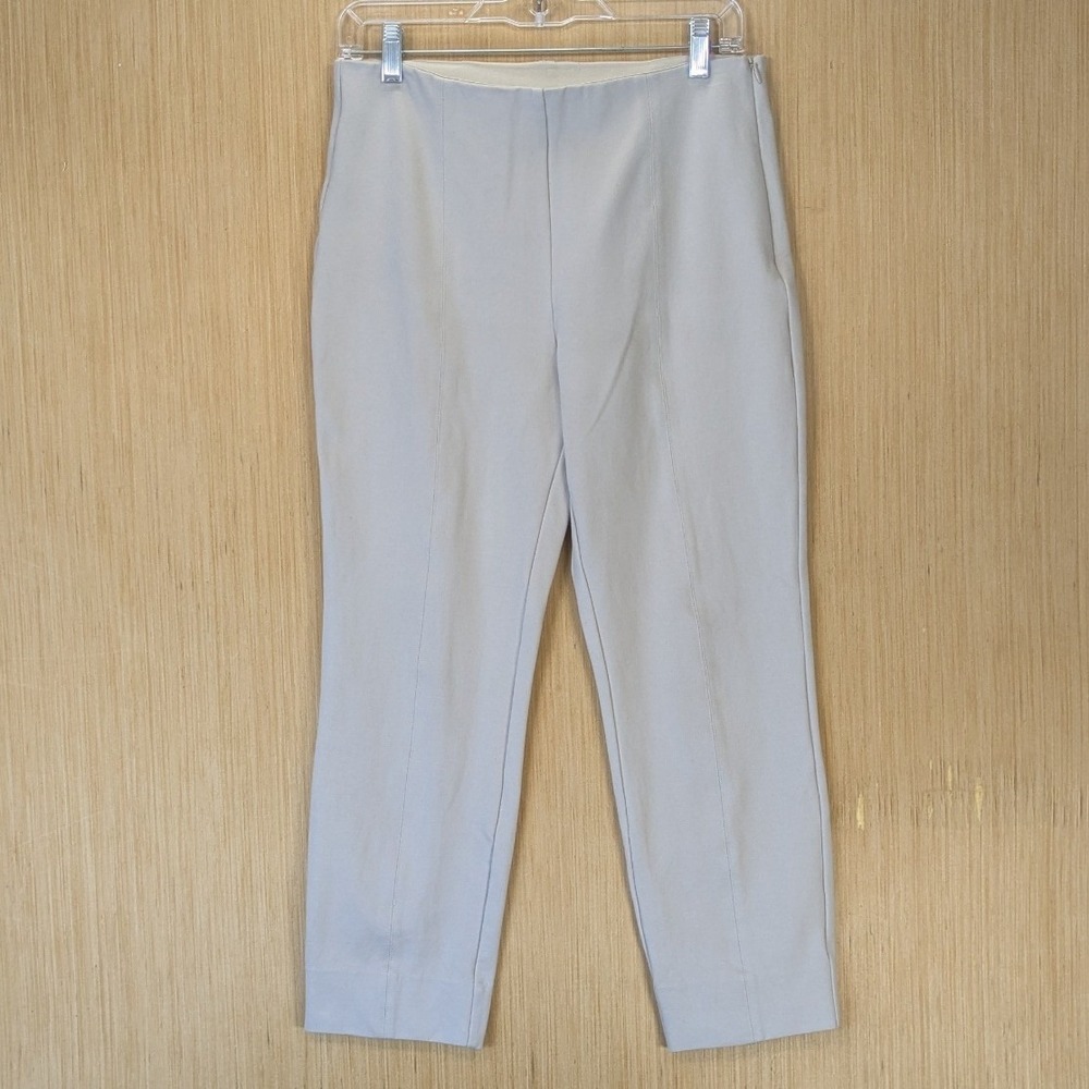 Quince Ultra-Stretch Ponte Pintuck Ankle Pants Size L Petite Beige Stretch